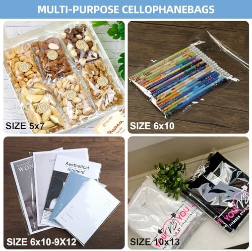 Self‑adhesive 100pcs 7X10 inch Clear Cellophane Bags Gift Wrap Treat Bags - Image 6
