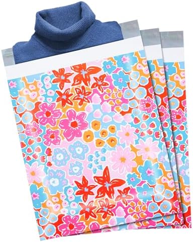 POLYSELLS 100pcs 6x9 Inches Poly Mailers Waterproof & Tear Resistant Mailing Envelopes, Cute Small Business Bags for Clothes, Gifts - Flowers - Image 6