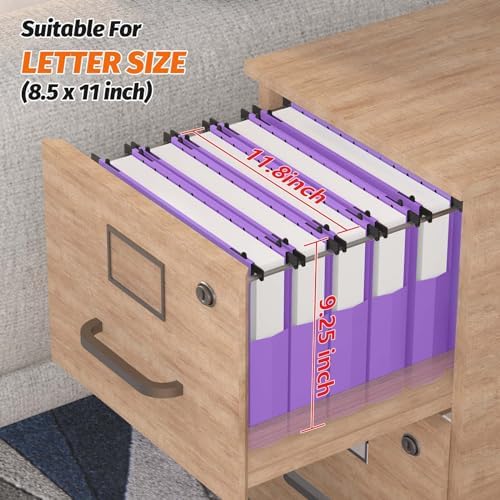 SHUTEX Extra Capacity Plastic Hanging File Folders, 12 Pack, Letter, Purple - Image 3