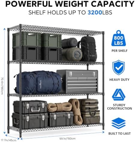 IZEUK 4-Tier Heavy Duty Black Metal Wire Shelving Rack for Storage - Image 3