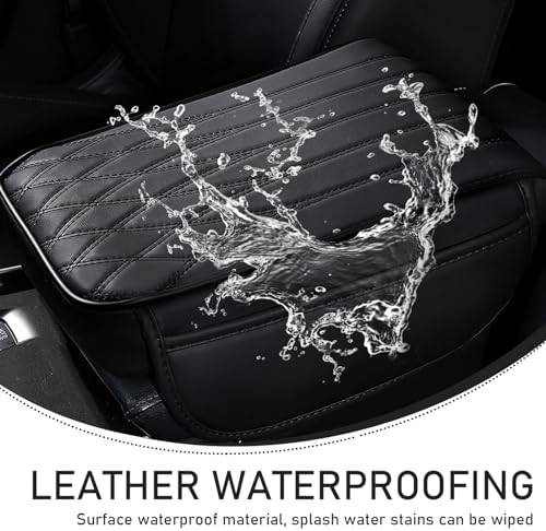 1 PC Car Center Console Cover, Leather Center Console Protector with 2 Storage Bags, 12.59" x 8.66" x 1.96" Armrest Pad, Universal Car Armrest Storage Box for Most Vehicles (Black) - Image 5