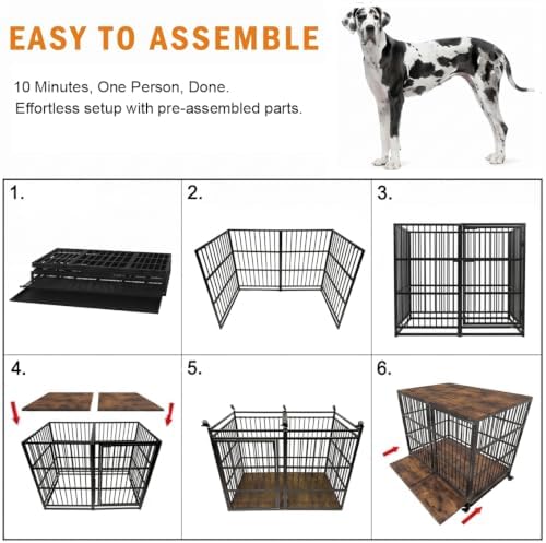 BOLDBONE 54'' Dog Crate Furniture,Dog Kennel Indoor for Large/Giant Dogs | Dog Kennel Furniture Wooden Dog Cage Heavy Duty Dog Crate Decorative Pet House End Side Table TV Stand Black Brown - Image 4