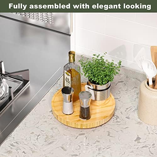 Lazy Susan Organizer, 9 Inch Non-Skid Bamboo Lazy Susan - Image 2