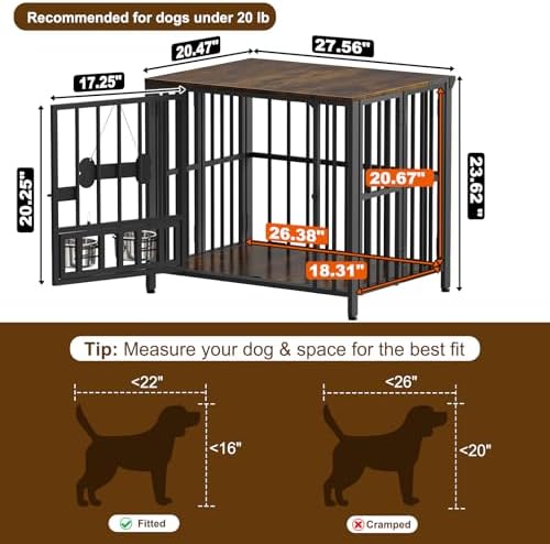 Easycom 27" Foldable Dog Crate Furniture, No Assembly, Rustic Brown - Image 5