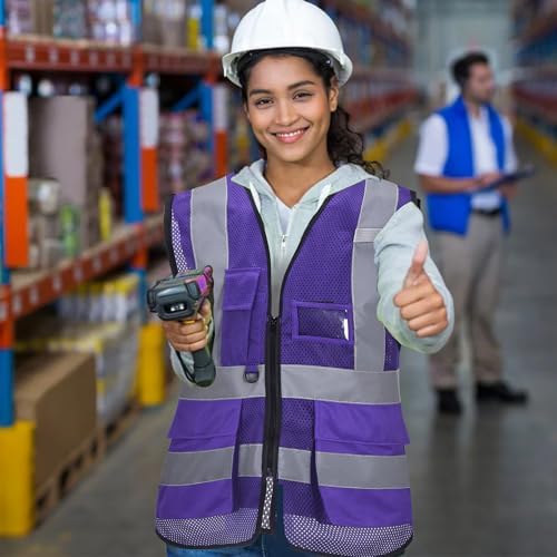 High Vis Safety Vest Reflective Strips, Multi-Pocket Design, Available in Yellow,Orange,black,Pink,blue,Red,purple - Image 3