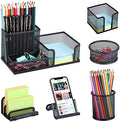 Desk Organizers set with Mesh Pen Holder Cup Office Supply(6 Piece set) by Zqanve