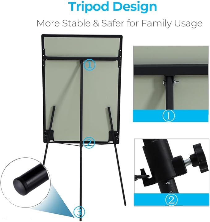 Dry Erase Easel 36" x 24", Height Adjustable Magnetic White Board - Image 4
