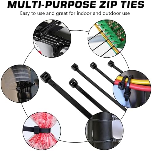 Cable Zip Ties, 250PCS Multi-Purpose Nylon Zip Ties, 4 Inch Self Locking Cable Ties,Self-Locking Wire Ties used for home, garden, garage,indoor and outdoor.Black Cable Ties - Image 7