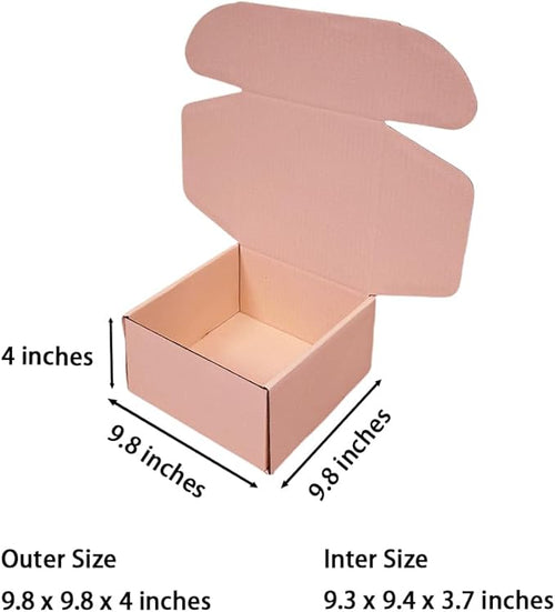 10 Pcs 9.8 x 9.8 x 4 inches Large Size Corrugated Cardboard Gift Boxes - Image 2