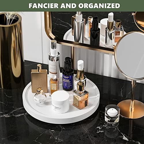 Turntable Vanity Tray, 10 Inch Bamboo Kitchen Sink Countertop Organizer - Image 3