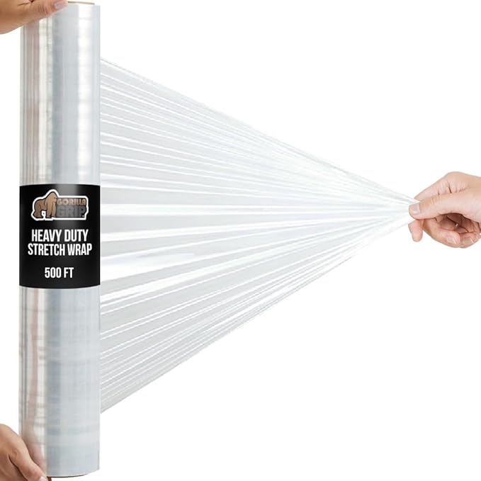 GORILLA GRIP 500% Stretch Film Heavy Duty Plastic, 500ft Shrink Wrap Roll 24" by GorillaGrip