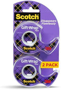 Scotch Gift Wrap Tape, Invisible, 3/4 in. x 600 in., 2 Tape Rolls with Dispensers by ScotchBrand