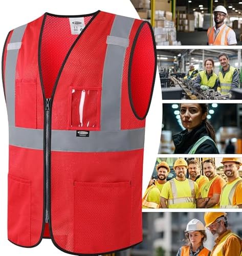 JKSafety Safety Vest for men women Hi Vis Vest with Pockets and Zipper High Visibility Construction Vests BX310 - Image 6