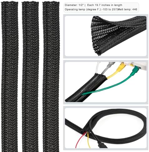 ZIIYAN 163 PCS Cable Management Kit, 3 Wire Organizer Sleeve, 8 Self Adhesive Cable Holder, 25 Cord Clips, 20+2 Roll Reusable Cable Straps and 100 Fastening Cable Ties for Computer TV Under Desk - Image 4