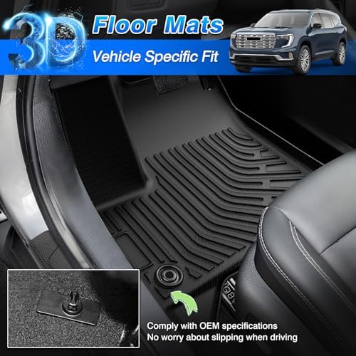 CARTIST Floor Mats for Chevy Traverse & GMC Acadia 2024-2026, Buick Enclave 2025-2026 (Only for 7 Seats Captain Chairs), All Weather Car Mats for Traverse Accessories, with Door Sill Protector - Image 2