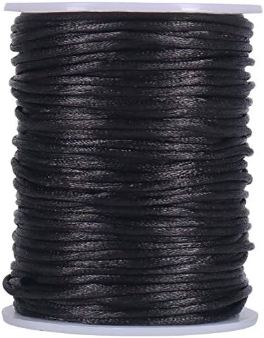 Tenn Well Nylon Satin Cord, 295 Feet 2mm Black Silky Rattail Cord Necklace String for Jewelry Making, Bracelets, Necklaces, Lanyards, Keychains, Beading by TennWell