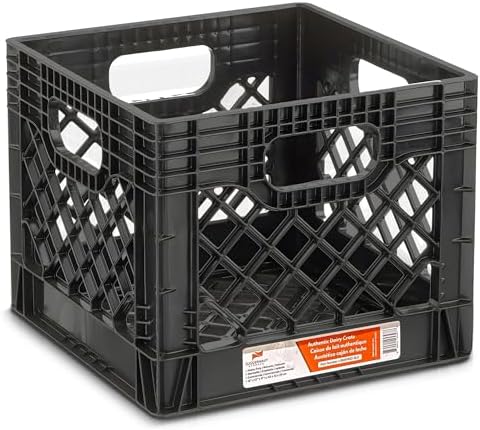 Juggernaut Storage Heavy Duty Milk Crates, 4 Handles, 16 Qt, Black, 4-Pack - Image 5