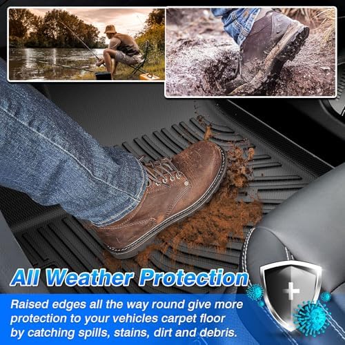 CARTIST Floor Mats for Chevy Traverse & GMC Acadia 2024-2026, Buick Enclave 2025-2026 (Only for 7 Seats Captain Chairs), All Weather Car Mats for Traverse Accessories, with Door Sill Protector - Image 4