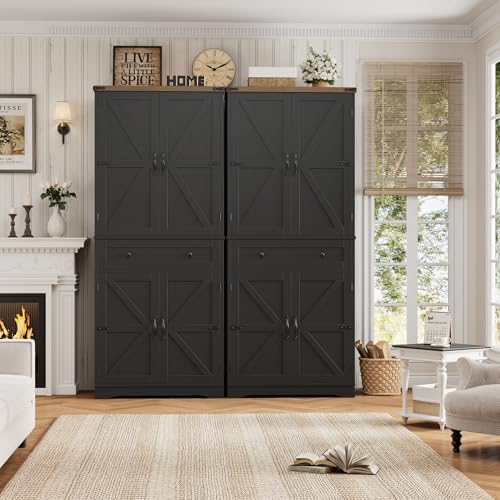 HOSTACK 71" Kitchen Pantry Storage Cabinet, Farmhouse Pantry Cabinet, Black - Image 4