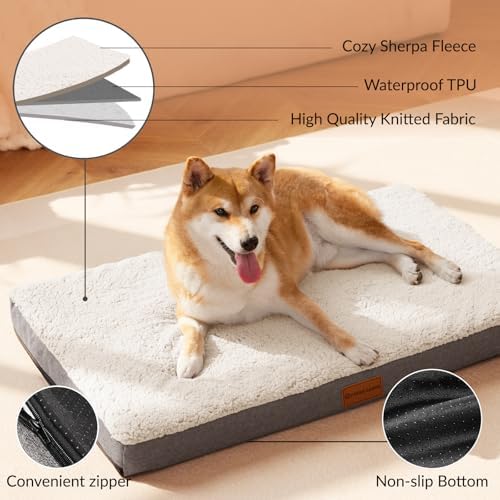 Patas Lague Orthopedic Large Dog Bed Washable Pet Sofa Mat 42''X28'' Ivory - Image 3