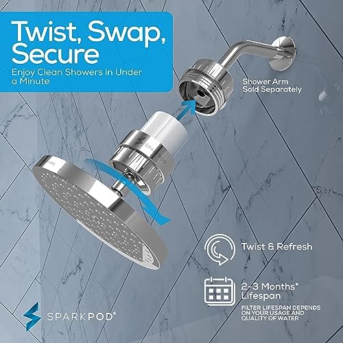 SparkPod Filtered Shower Head, 23-Stage, 8" Round, Polished Chrome - Image 7