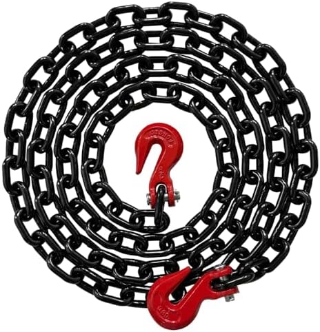 3/8" X 12' Grade 80 Transport Binder Chain - 7,100 LBS WLL - Clevis Grab Hook, Tie-Down, Towing by Falcon+Cargo