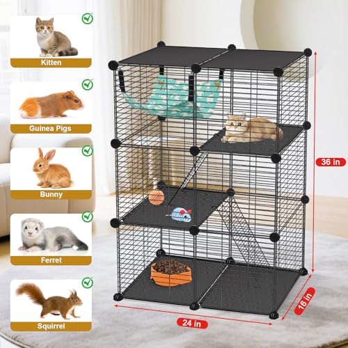 VISCOO Cat Cage(for Kitten), 3-Tier DIY Catio Cat Enclosures, 24"x16"x 36" - Image 2