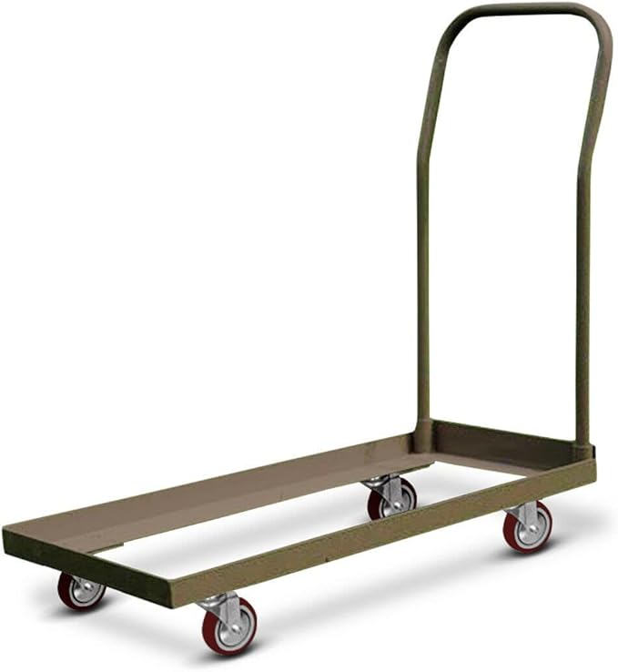 TentandTable Tan Folding Chair Cart Rolling Push Dolly, Commercial Grade Steel - Image 3