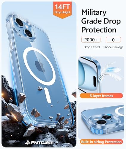 FNTCASE for iPhone 15/14/13 Case, Fit for Magsafe, Glass Screen Protector - Image 5