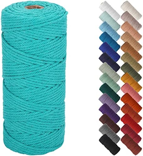 NOANTA Turquoise Macrame Cord 3mm x 109yards, Cotton Rope Macrame Yarn by NOANTA