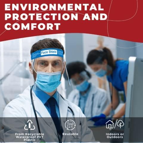Medical Nation Face Shield | Case of 48 | Clear Plastic Face Shields for Women, Men & Kids, Anti-Fog, Lightweight Reusable Face Shield Mask, Safety Visor Cover with Comfortable Sponge & Elastic Band - Image 3