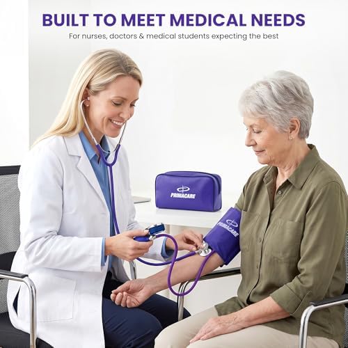 PrimaCare DS-9197-PU Manual Blood Pressure Cuff with Stethoscope, Purple - Image 6