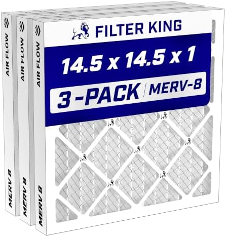 Filter King 14.5x14.5x1 Air Filter MERV 8, AC Furnace Filters (3-Pack) by FilterKing