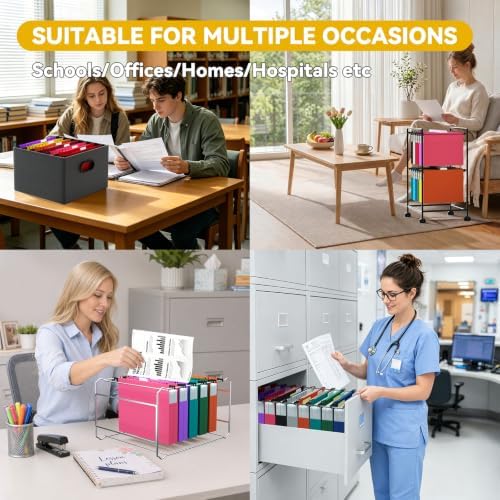 Letter Size Hanging File Folders Extra Capacity,1.5" Expandable Plastic Hang Folder for Filing Cabinet,12 Pack Reinforced Heavy Duty File Folder with Tabs,Filing System for Home Office-Colored - Image 6