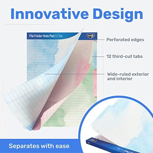Find It File Folder Notepad 12-Ct 3rd-Cut Tab Organizer Folders, Watercolor - Image 3