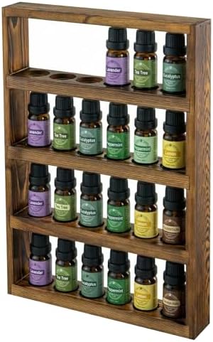 MyGift Dark Wood Essential Oil Holder Rack, 24 Bottle Wall Display Shelf by MyGiftHome