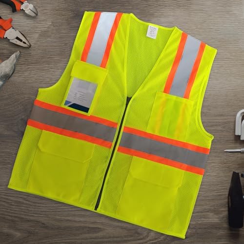 Safety Vest for Men, Hi Vis Mesh Vest, High Visibility, Yellow, XL - Image 5