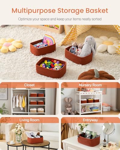 KALLAX Small Woven Storage Basket for Organizing, 12 x 8 x 4.5 inch, 3 Pack - Image 3