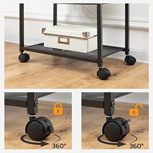 HOOBRO Under Desk Printer Stand, Industrial Printer Cart with Storage Shelf, 2-Tier Mobile Printer Table on Wheels, Heavy Duty Machine Storage Rack for Office and Home Rustic Brown + Black BF12PS01 - Image 6