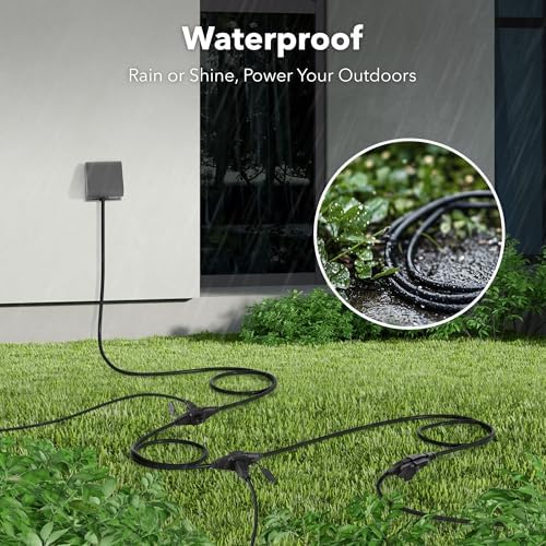 BN-LINK 25 ft Outdoor Extension Cord w/3 Inline Outlets 16/3 Gauge, SJTW for Landscaping & Holiday Decorations, Grounded, ETL Listed(Black) - Image 3