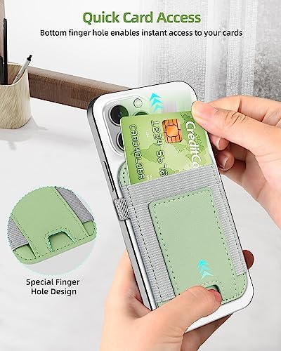 ExtreLife For Magsafe Wallet, Strongest Magnetic Wallet for iPhone 17/16/15/14/13/12 Series, Magnetic Card Holder with 2 Card Slots, RFID Blocking, Vegan Leather, Hold 7 Cards, Light Green - Image 5