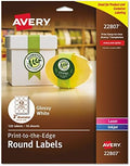 Avery® Printable Round Labels, Sure Feed® Technology, Glossy White Labels, 2" Diameter, Permanent Adhesive, Laser/Inkjet, 120 Total (22807) by Avery