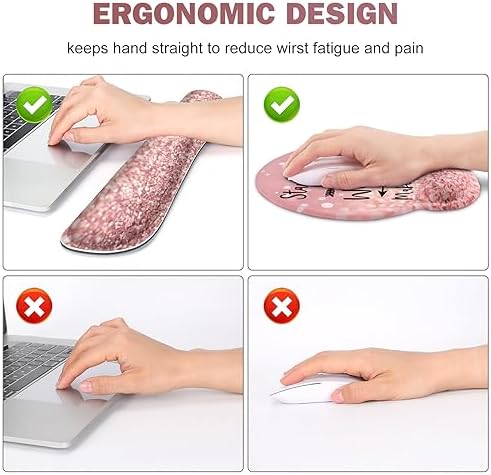 ToLuLu Desk Mat, XXL Large Mouse Pad Wrist Support Set，4 in1 Gaming Mousepad Desk Pad+ Ergonomic Mouse Pad with Wrist Rest + Keyboard Wrist Rest+Coaster for Women Home Office Table, Pink Stay Positive - Image 5
