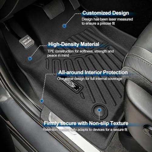 PELEUS Floor Mats & Cargo Liner with Backrest Mats for Floor Mats for Dodge Durango 2016-2026, 6 Seats All Weather TPE Floor Liners Car Accessories with Dodge Durango, Black - Image 4