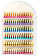 OmySalon Nail Polish & Gel Powder Rack With Led Lighting, White Wall Shelf by OmySalon