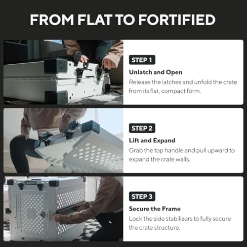 Impact Collapsible Dog Crate - Heavy Duty Travel Aluminum Kennel, Gray 34" - Image 2
