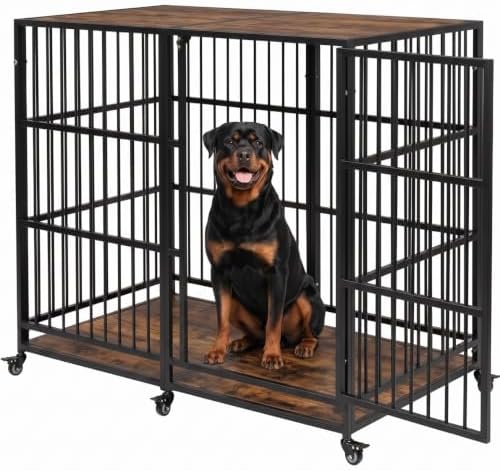 BOLDBONE 54'' Dog Crate Furniture,Dog Kennel Indoor for Large/Giant Dogs | Dog Kennel Furniture Wooden Dog Cage Heavy Duty Dog Crate Decorative Pet House End Side Table TV Stand Black Brown by BOLDBONE