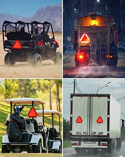 SWEETAPRIL Slow Moving Vehicle Sign, Rust Free Aluminum Slow Moving Vehicle Triangle Signs, 14"X16", 40-Mil Thick Diamond Grade Reflective For Golf Cart, For Golf Cart, Tractor, Utv, Safety Signs - Image 6