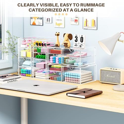 caktraie 4-Pack Acrylic 16-Drawer Storage & Makeup Organizer for Desk - Image 4