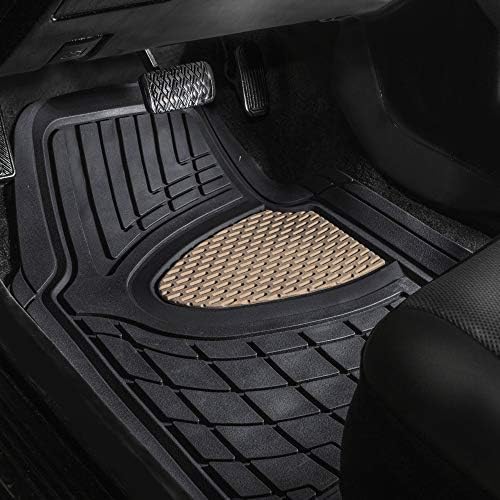 FH Group Automotive Floor Mats - Heavy-Duty Rubber Floor Mats for Cars, Universal Fit Full Set, Climaproof Floor Mats, Trimmable Floor Mats for Most Sedan, SUV, Truck Floor Mats Beige - Image 4